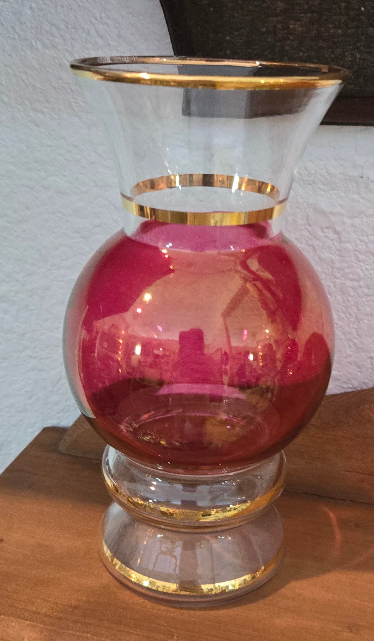 Red and Gold Mini Glass Vase