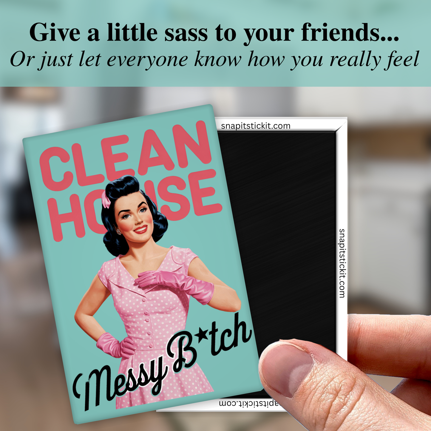 Clean House, Messy B*tch – Sarcastic Retro Magnet
