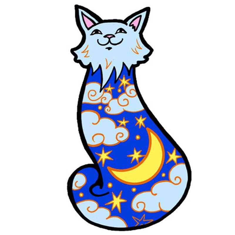 Cat Moon Stars Fabric Patch