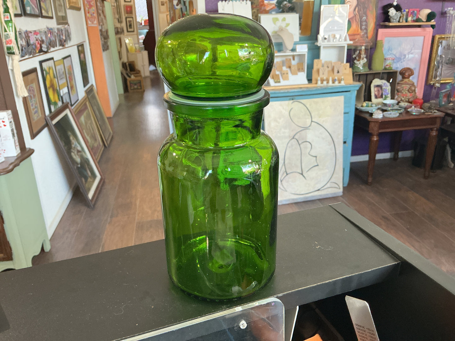 Vintage Green Apothecary Jar