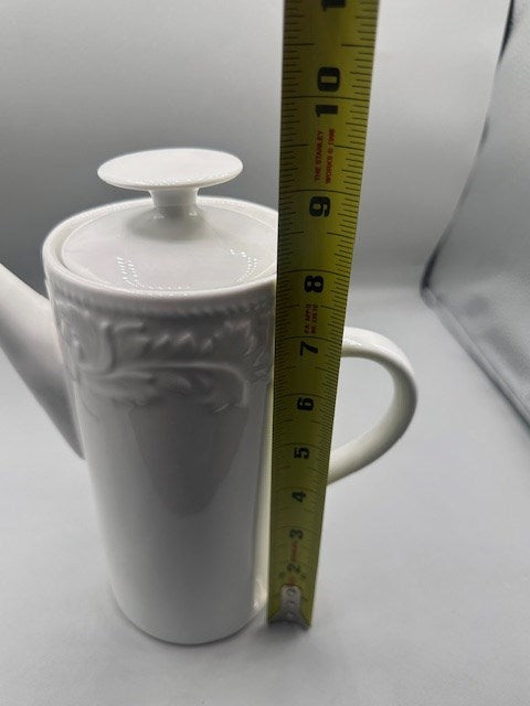Garland 8837 White Embossed Stoneware-pattern Sango Teapot