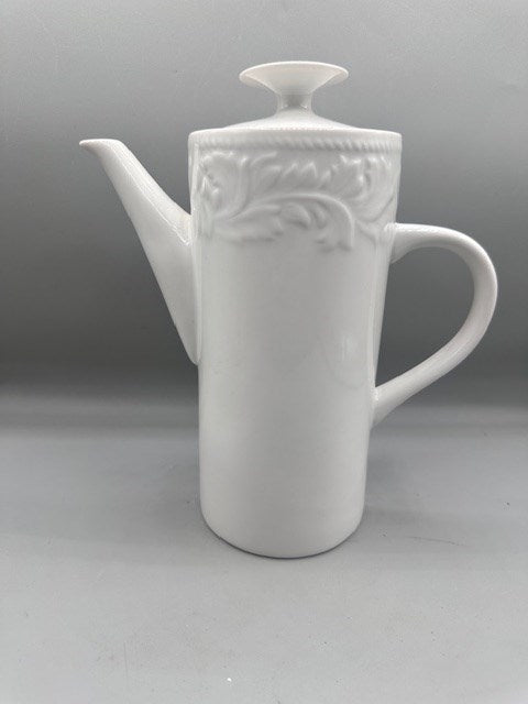 Garland 8837 White Embossed Stoneware-pattern Sango Teapot