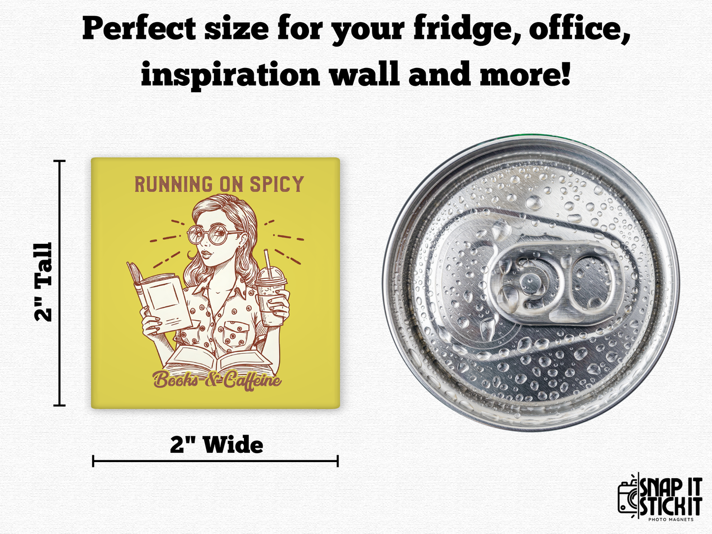 Running on Spicy Books & Caffeine – Funny Magnet for Book Lovers and Coffee Addicts