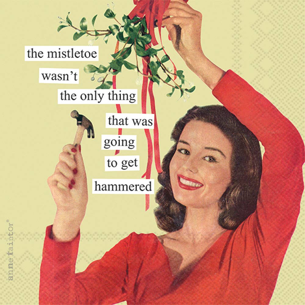 Paper Cocktail Napkins 20ct Anne Taintor Mistletoe Christmas