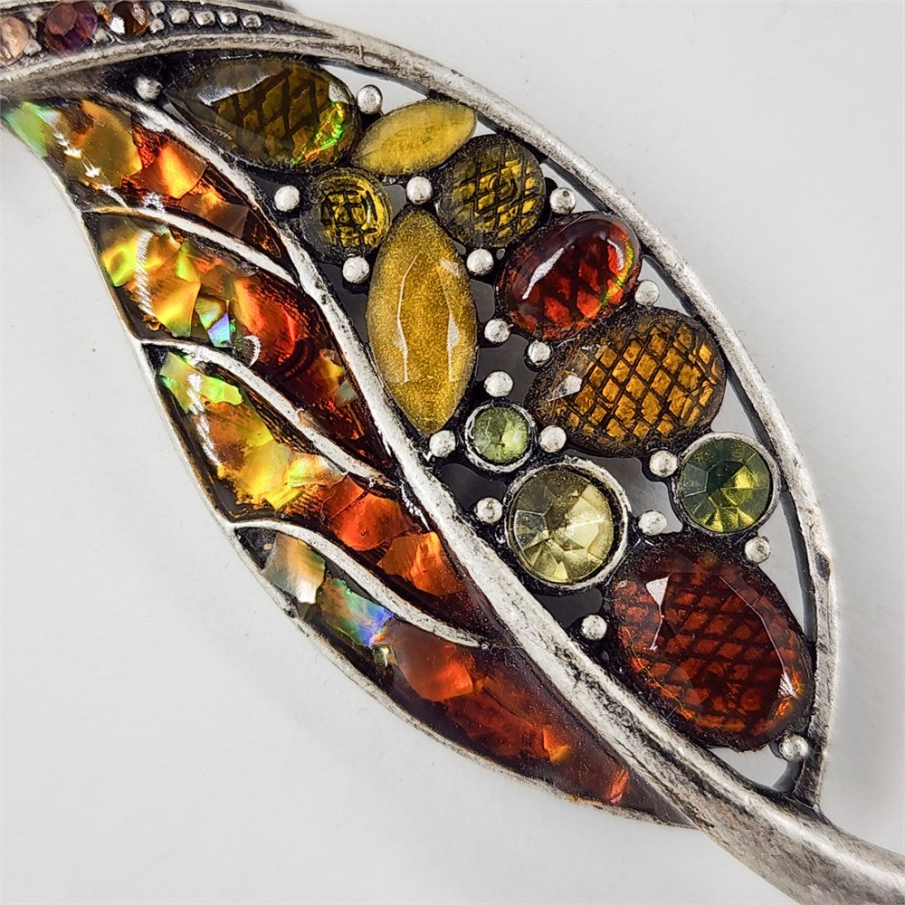 LIZ CLAIBORNE Rhinestone Leaf Brooch