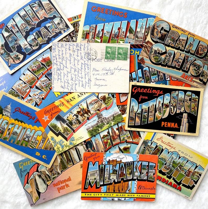 Cleveland Ohio Vintage Postcard Wristlet Pouch Makeup Bag