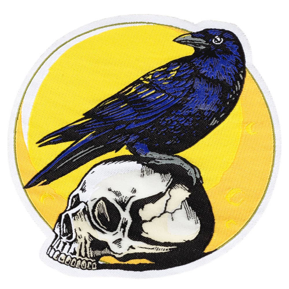 Crow On Skull Woven Patch