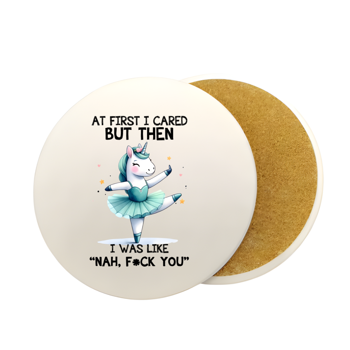 “Snarky Unicorn Coaster – Sarcastic Ceramic Drink Coaster