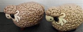 2 Vintage OTAGARI Rare 4" Japan Sheep Ceramic Salt & Pepper Shakers