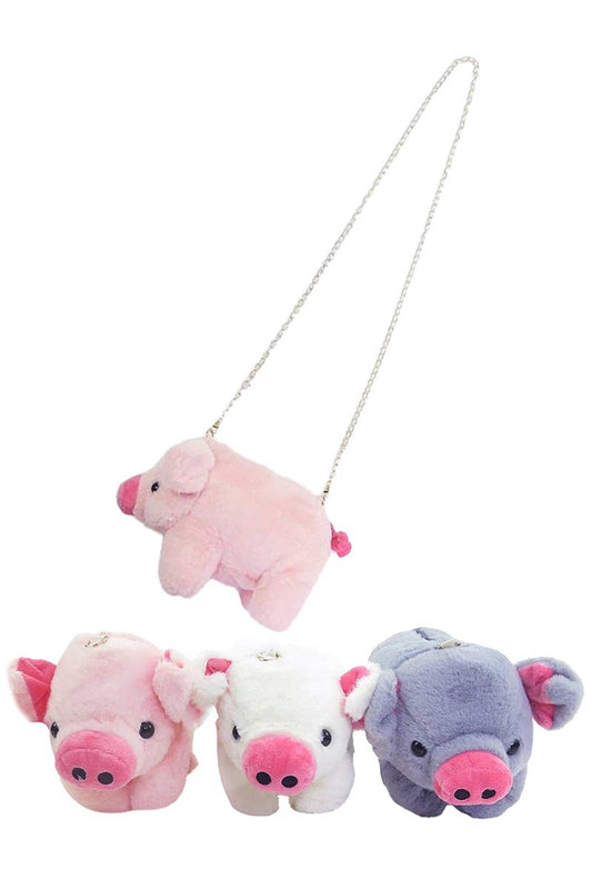 Chubby Piggy Fluffy Faux Fur Crossbody Purse Bag