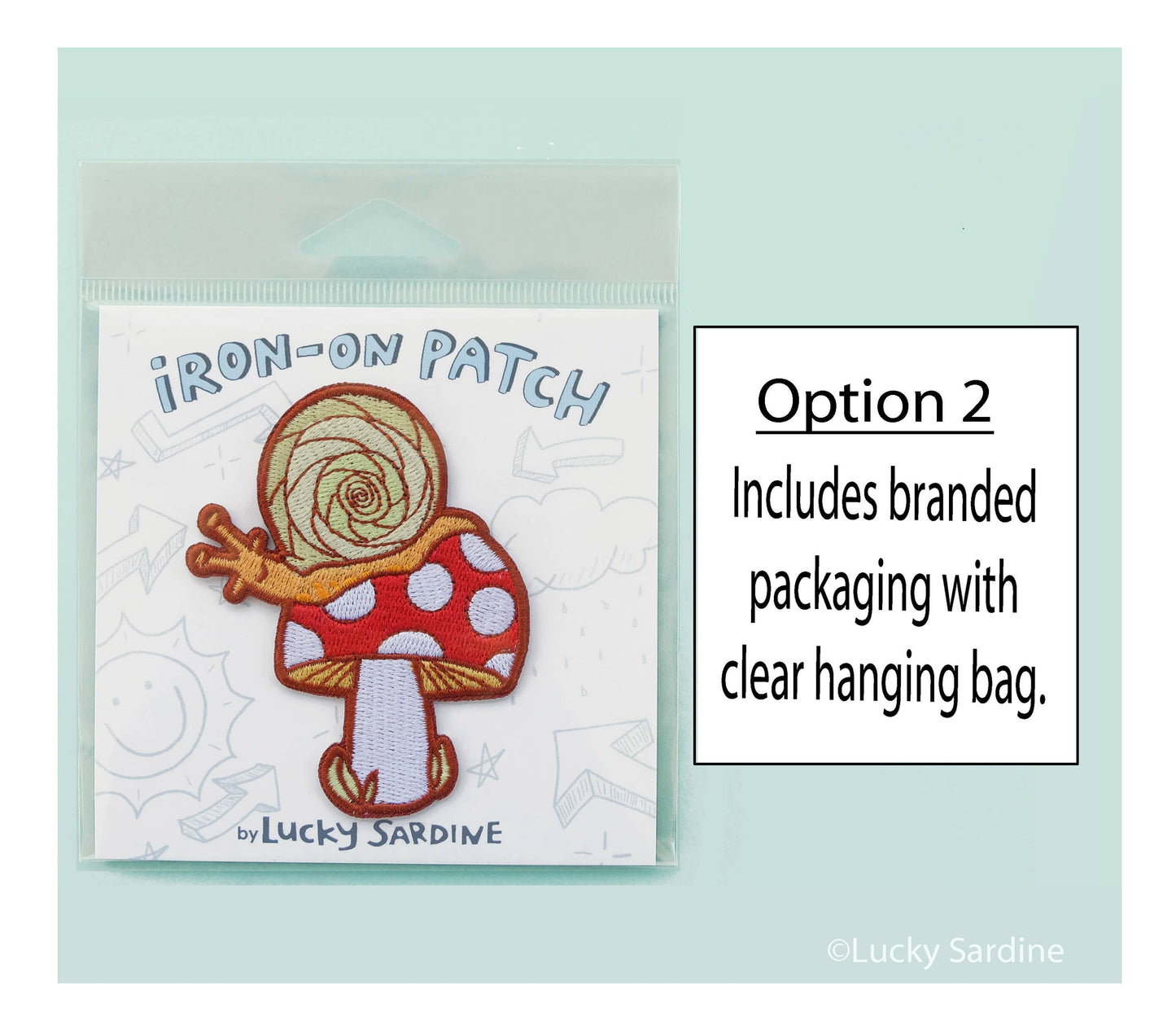 Snail On A Toadstool, Mushroom Embroidered Patch