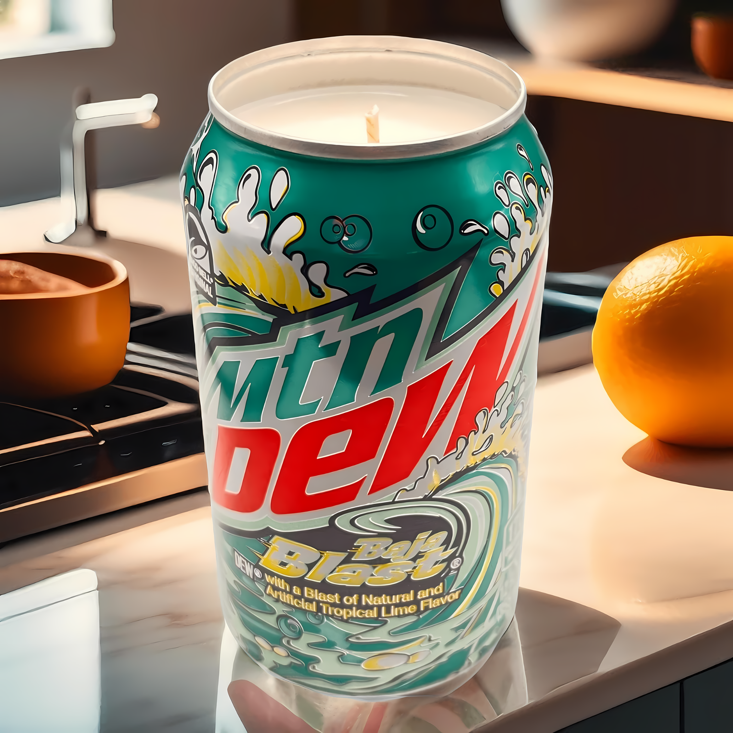 Baja Blast Mountain Dew Can Candle