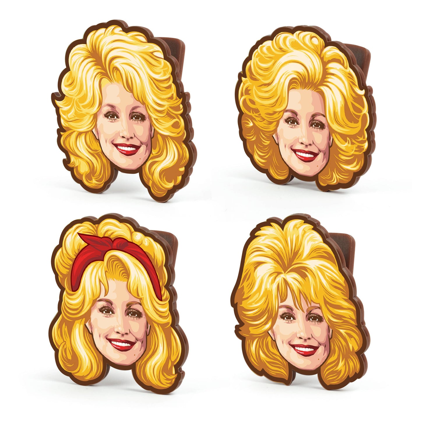 Dolly Parton Bag Clips, Set of 4, Iconic Hairstyle Designs