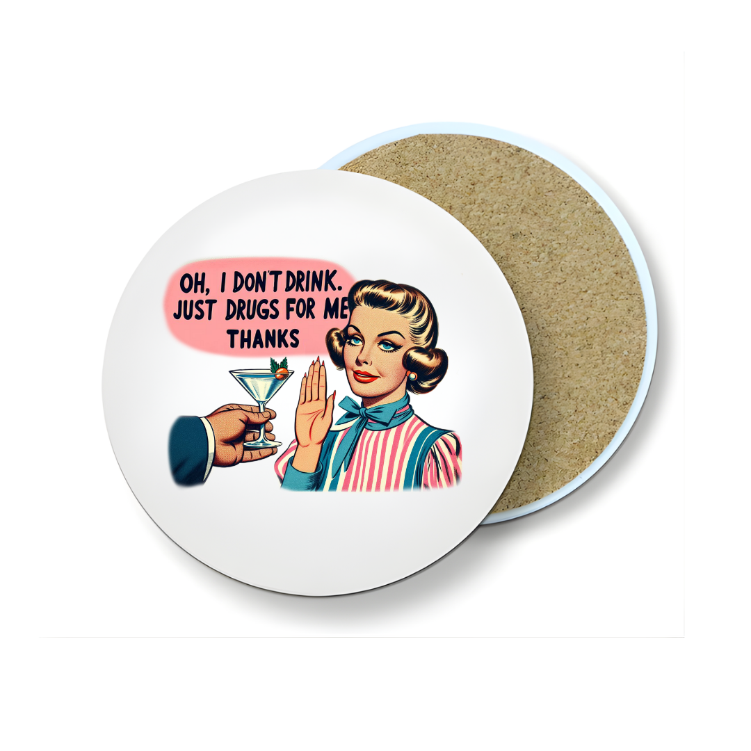 Round Ceramic Glossy Coaster with a funny saying - Large 4x4