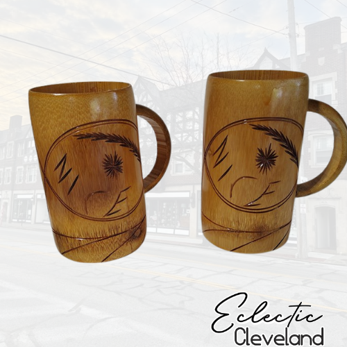 Vintage Hand Carved Tiki Mug Set of 2