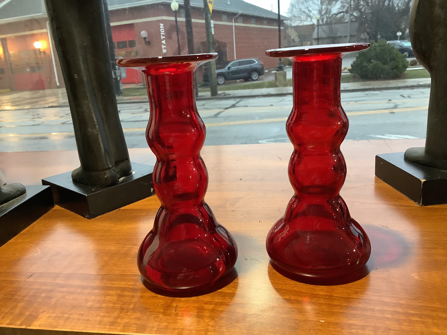 Set of 2 Viking Glass Candle Holders