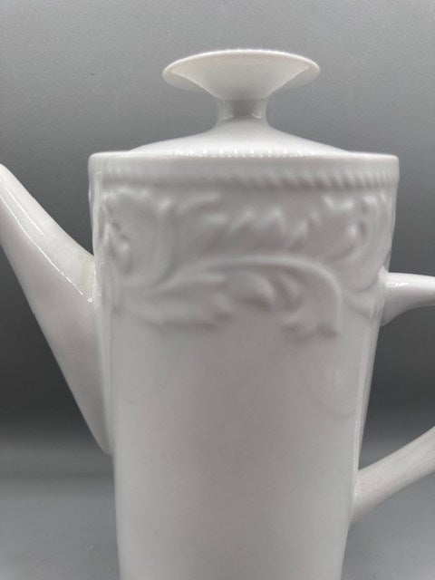 Garland 8837 White Embossed Stoneware-pattern Sango Teapot