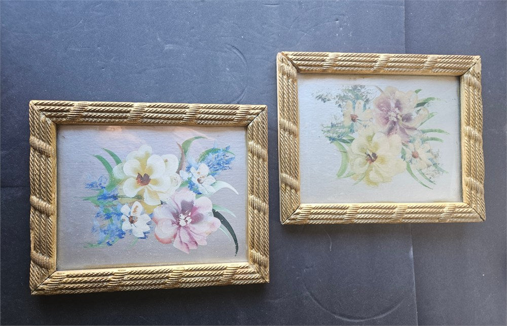 Vintage MCM Hand Painted Floral Art