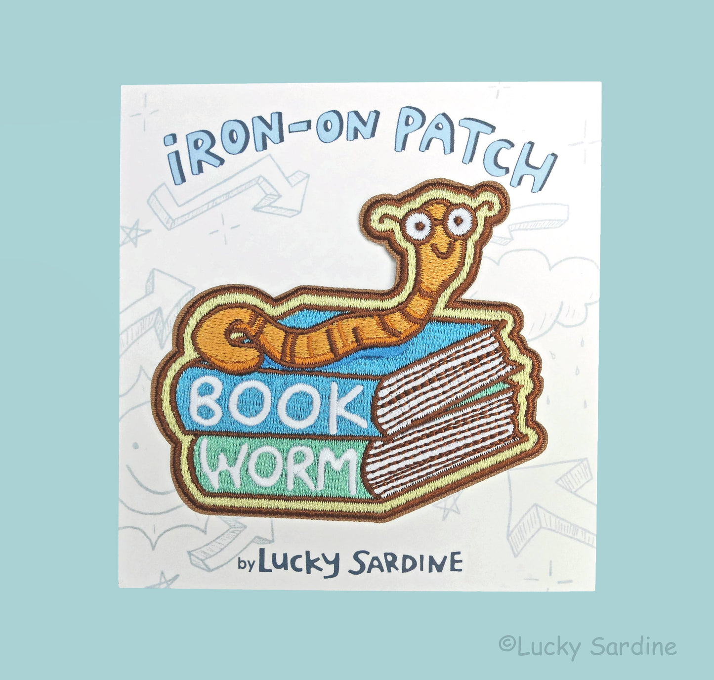 Bookworm Embroidered Patch, Book Worm Patch