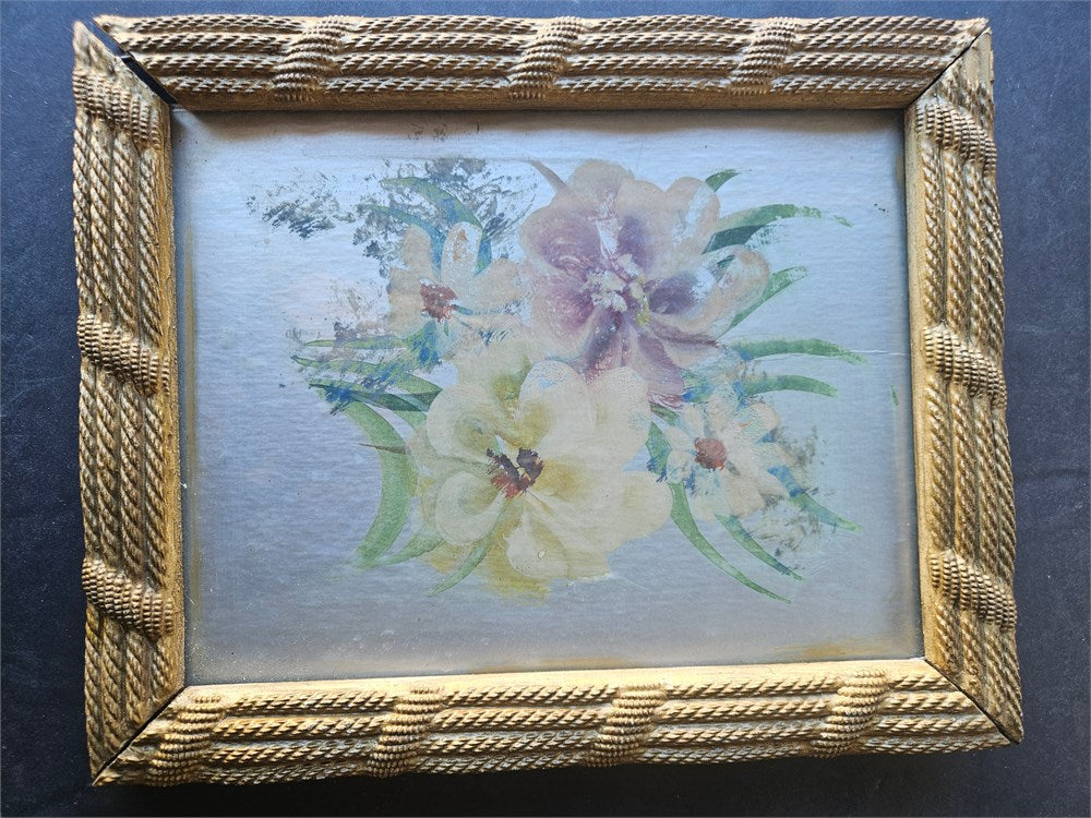 Vintage MCM Hand Painted Floral Art