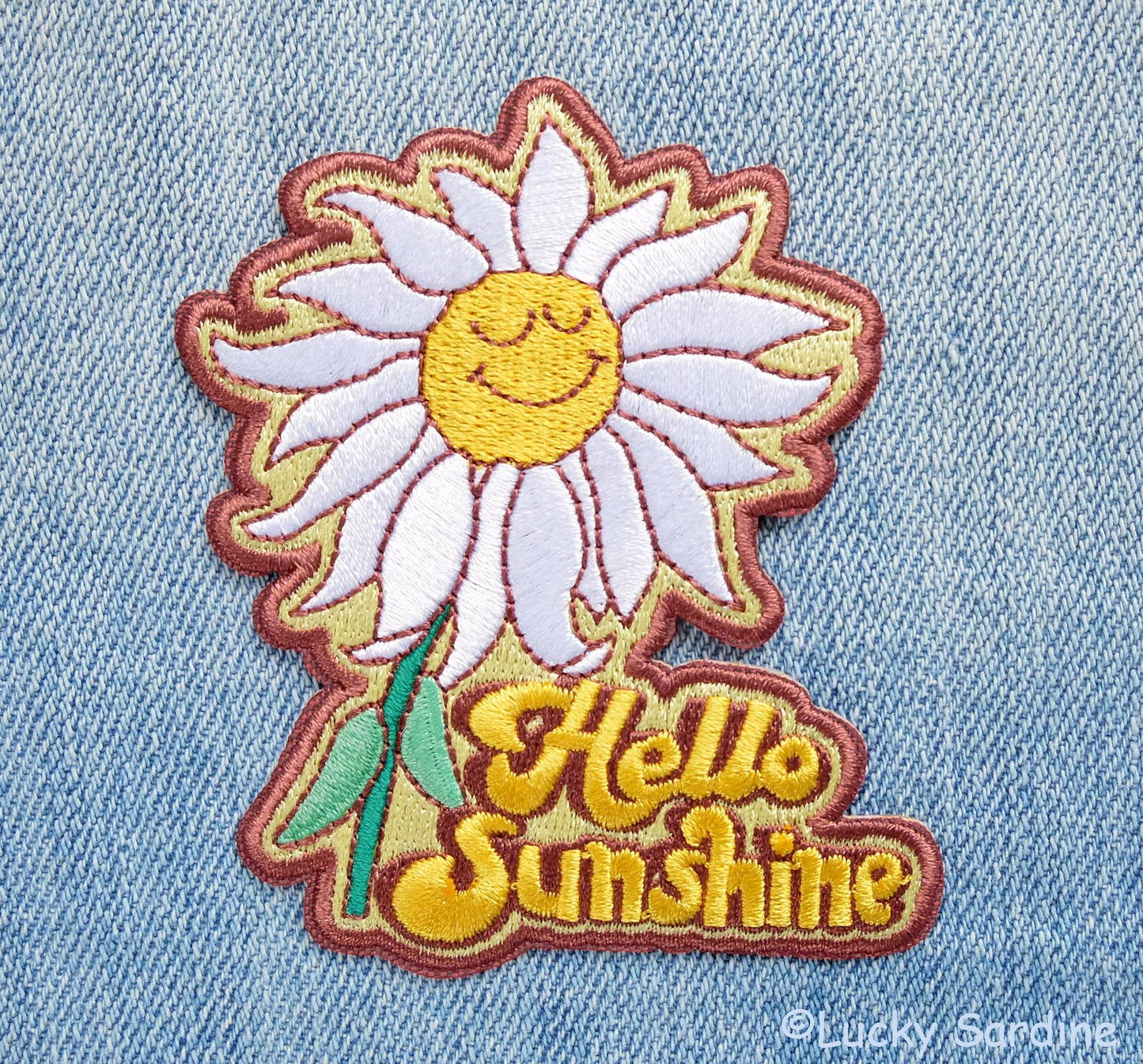 Hello Sunshine, Daisy Flower Embroidered Patch