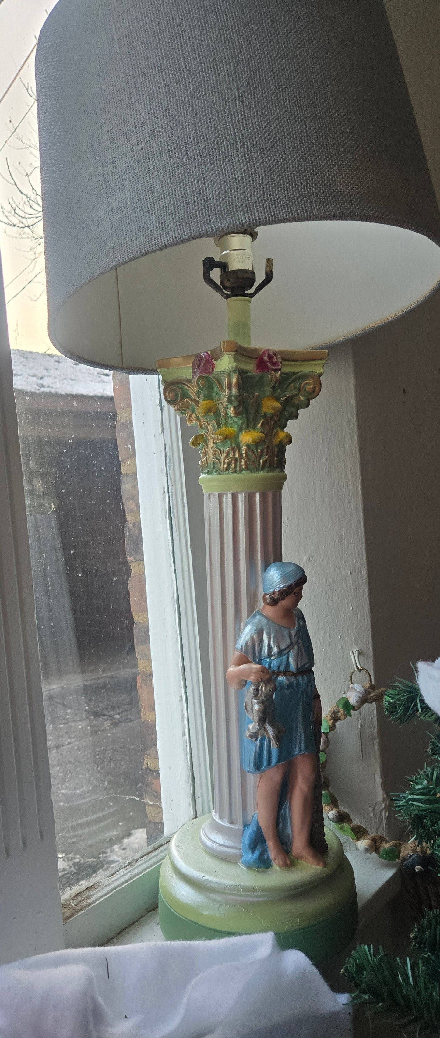 Greek statue Painted Lamp