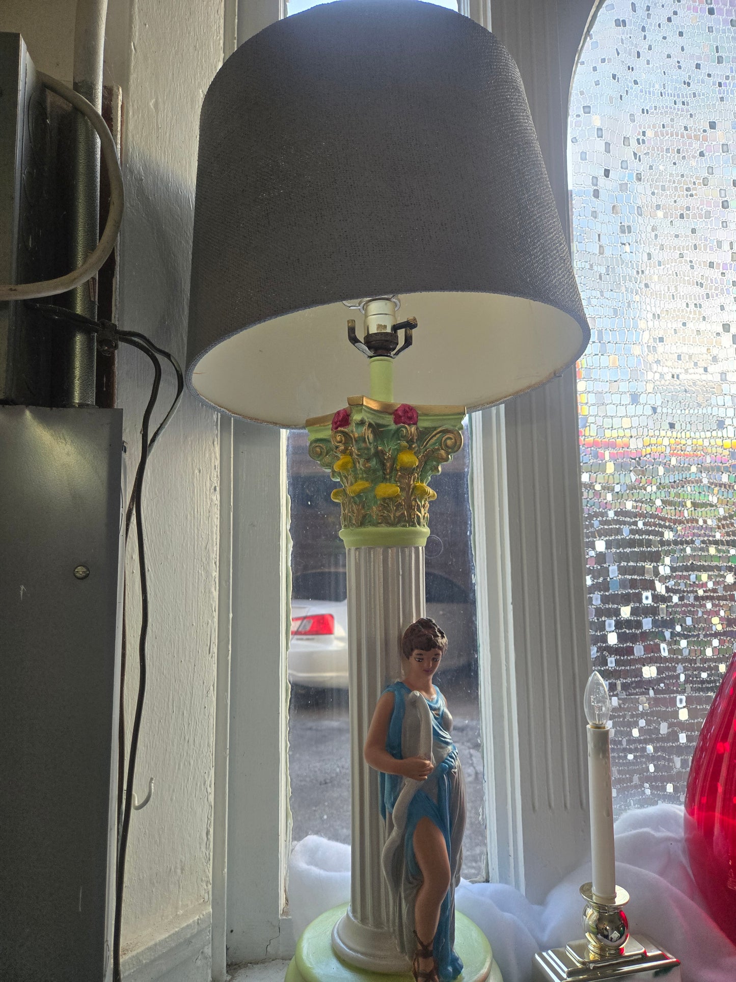 Greek statue Painted Lamp